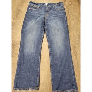 Good American Jeans Womens Sz 14/32 Good Curve High Waist Straight Raw Hem Ankle